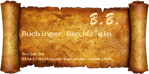 Buchinger Benjámin névjegykártya